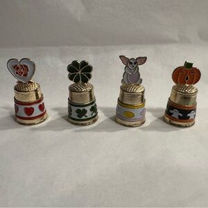Set of Four Vintage Holiday Thimbles -Valentine's, St Paddy's, Easter, Halloween